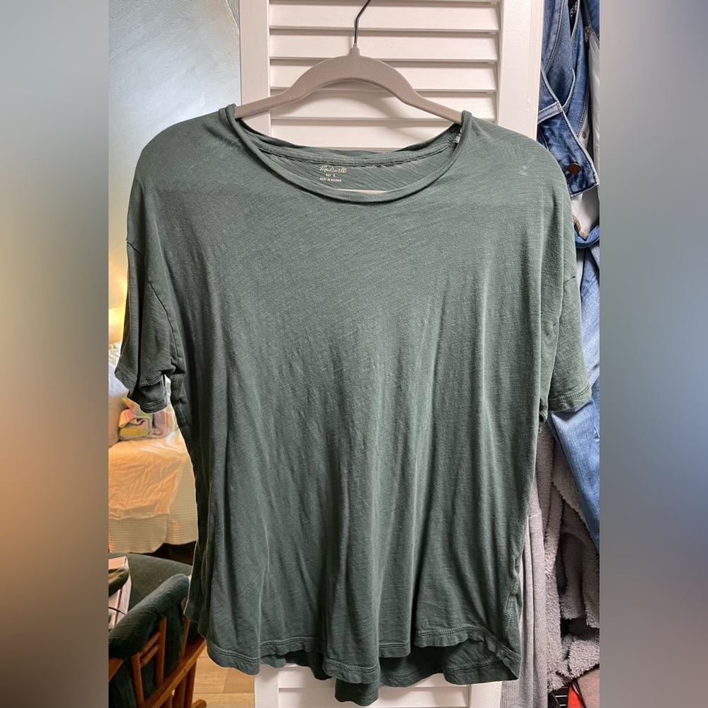 Madewell Whisper Cotton Crewneck Tee in Architect Green